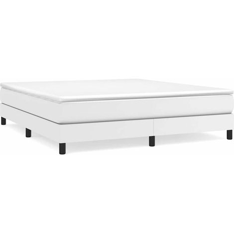 Maison Exclusive - Sommier à lattes de lit avec matelas Blanc 160x200cm Similicuir (1/5)