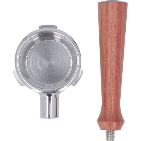Portafilter 58mm sans base, manche bois, panier inox détachable pour Barsetto, perfection extraction café (1/5)