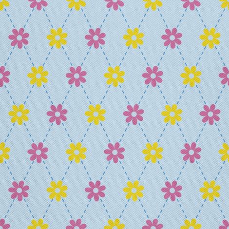Tissu d'ameublement extérieur Oxford - motif fleurs roses et jaunes I DX432 (1/5)
