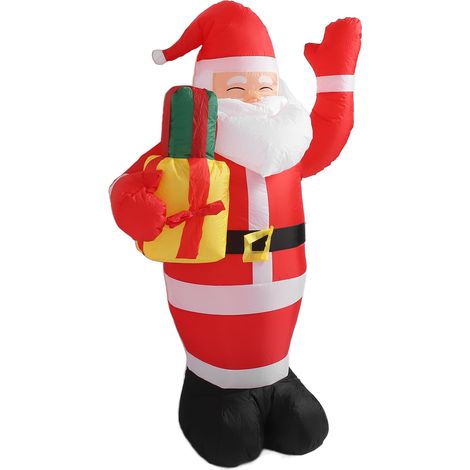 Père Noël gonflable lumineux de 1,5 m de long, décoration extérieure pour jardin ou pelouse, idéale pour les fêtes de fin d'année. Prise US 100-240 V. (1/5)