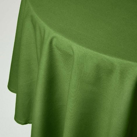 HOMESCAPES Nappe de table ronde en coton unie Vert foncé - 178 cm (1/5)