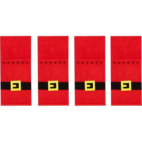 Lot de 4 Porte-Couverts "Père-Noël" 18cm Rouge