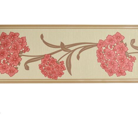 Opera Imogen Border Red Floral Beige Brown Wallpaper Paste The Paper (1/4)