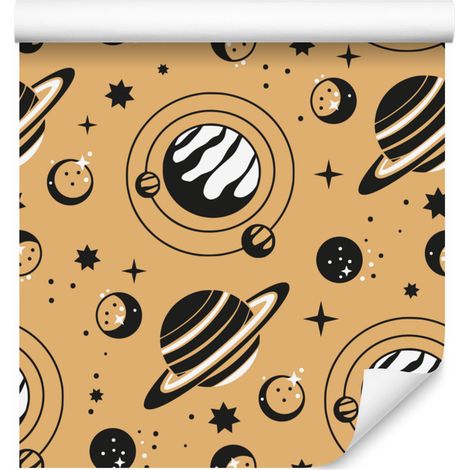 Papier peint crème et or « Femmes et astrologie » pour salon et chambre 50x1000 cm (1/5)