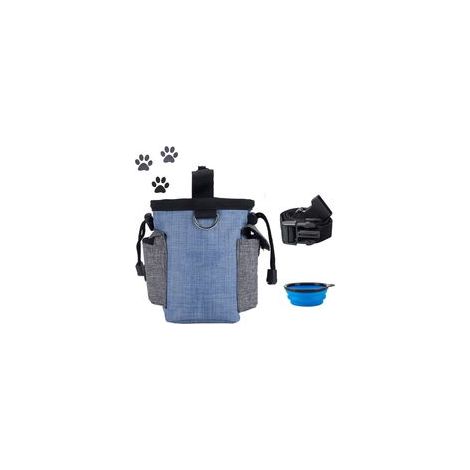 Bolsa de entrenamiento para perros con correa para el hombro, dispensador de bolsas para excrementos y comedero plegable. Ideal para guardar premios, croquetas y juguetes para tu mascota. - Crezuo