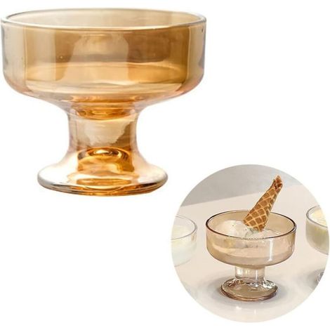 Coupe à glace, bol à dessert, 28 cl. Pour boissons, desserts, noix, fruits, puddings, etc. - 1 pièce, ambré. (1/5)