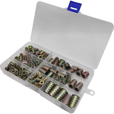 Insert fileté en bois vis en alliage de zinc M4 M5 M6 M8 M10 écrou fileté à six pans creux pour meubles en bois (120 pièces) (1/5)