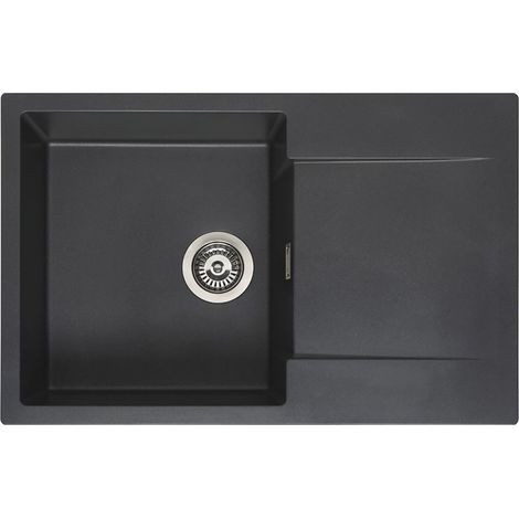 Reginox Einbauspüle mit Abtropffläche Amsterdam 78 - robustes Spülbecken aus Granit, black silvery (1/5)