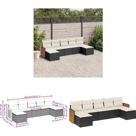 7-tlg. Garten-Sofagarnitur mit Kissen Schwarz Poly Rattan - Gartensorte - Gartenmöbelset - Esszimmergarnitur - Outdoor Möbel - Lounge Set - Home & Living (1/3)