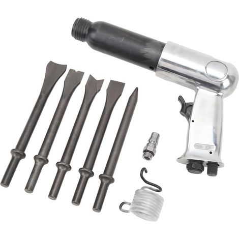 Kit Burin Pneumatique Haute Performance Marteau Chisel Outil Perforateur pour Réparation Auto Plaquettes Frein Dessablage Rouille Long Canon 250mm (1/5)