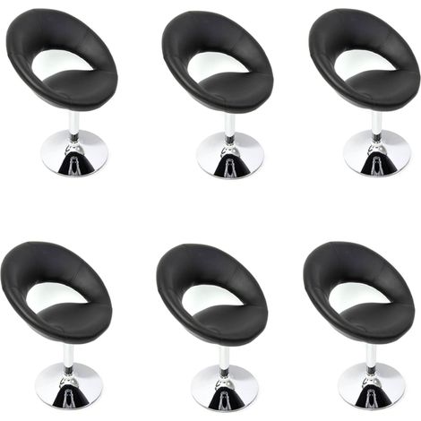 Lot de 6 chaises de séjour Palerme, salle à manger, simili-cuir, noir