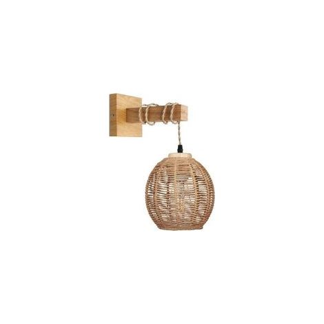 Applique murale rétro en rotin et fer E27 – Corde de chanvre – Éclairage intérieur 220V – Dimensions 17,98x17,98 cm (1/5)