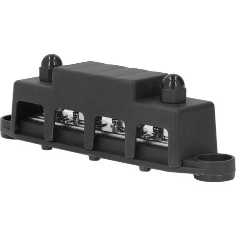 Barre de distribution M8 4 pôles, module de puissance 250A 48VDC, boîtier robuste pour camping-car et yacht, couleur noire, connexion électrique fiable. (1/5)