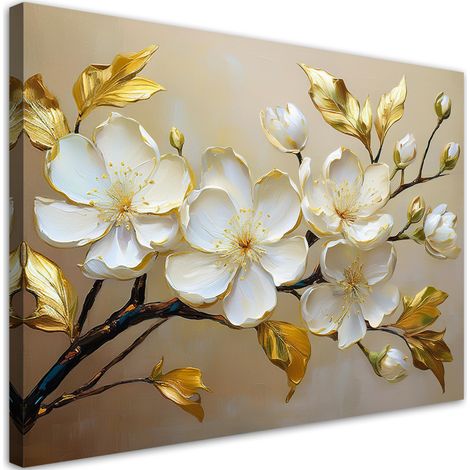 Tableau déco Magnolia White Flower Nature 90x60 (1/5)