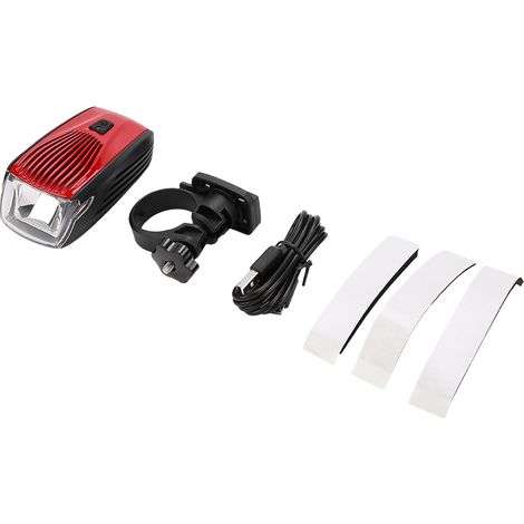 Phare de vélo LED étanche IPX5 rechargeable USB, lumière avant pour cyclisme (rouge) (1/5)