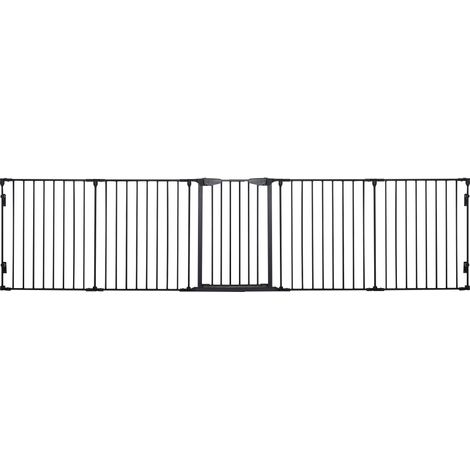 Enclos pliable 2 en 1 pour chiens petits et moyens, 300 x 3 x 74,5 cm, métal noir avec porte automatique (1/5)