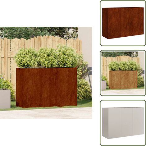 Pflanzkübel Rostig 120x40x80 cm Wetterfester Stahl - Pflanzkübel - Pflanzgefäß - Pflanzschale - Hochbeet (1/5)