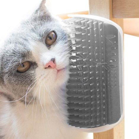 Cepillo de aseo angular con masaje para gatos, peine y almohadilla para pelo de perros y gatos PS021 (gris) (1/5)