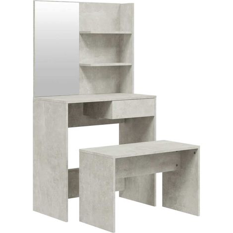 Maison Exclusive - Schminktisch-Set Betongrau 74,5x40x141 cm