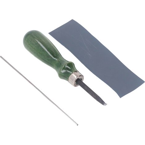 Biseleur cuir 1mm outil artisanal DIY manche bois, coupe nette, biseau portatif pour cuir, affûteur bord tranchant, outillage maroquinerie (1/5)