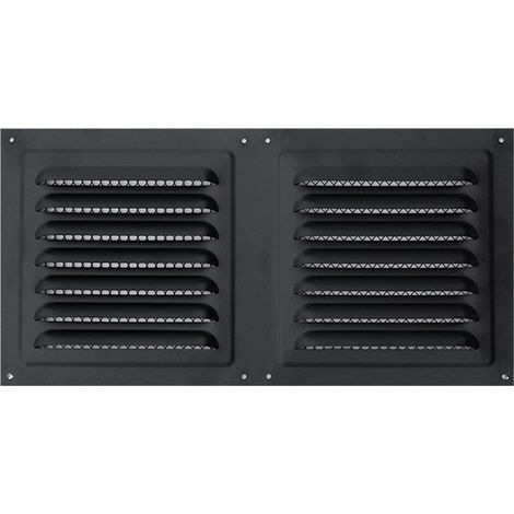 1 grille de ventilation inox noir 15 x 30 cm à lamelles avec filtre maille extérieur maison, quincaillerie mobilier (1/5)