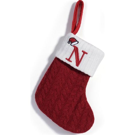 Chaussette De Noël En Tricot - Lettres Personnalisables - Pour Cheminée, Manteau Ou Décoration Intérieure - 1 Pièce (1/5)