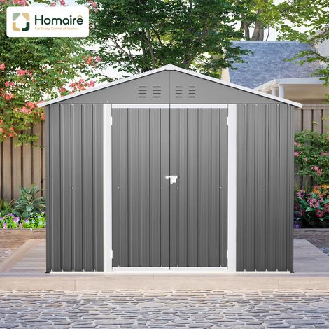 HOMAIRE Stabiles Metall-Gerätehaus Anthrazit mit Klapptür, ideal als Gartenschuppen für Werkzeuge und Gartengeräte