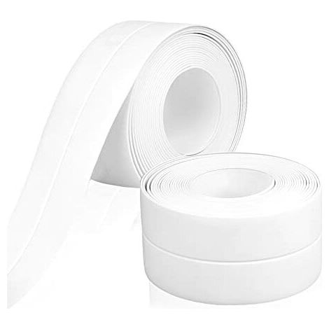 DEESSE SHOP - Joint de salle de bain à 2 bandes, mastic en silicone de 21 pieds, résistant à la moisissure et à l'eau, ruban d'étanchéité auto-adhésif pour baignoire et mur pour comptoirs de cuisine, (1/5)