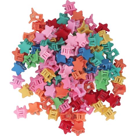 100 petites pinces à cheveux en forme d'étoile, couleurs assorties, accessoires mignons pour cheveux d'enfants. (1/5)