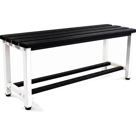 Twinthink Banco Vestuario Metálico Para Gimnasio y Escuelas (Blanco/Negro)