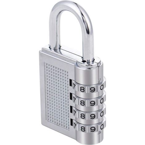 4-stelliges Kombinationsvorhängeschloss in Handtaschenform, lackierte Oberfläche (Silber) - INHHUB