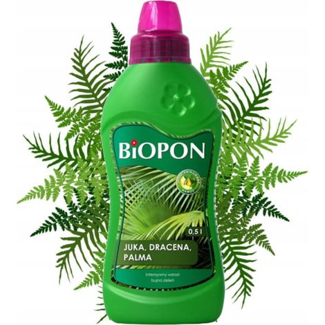 Fertilizzante per yucca, dracene e palme 0,5 l. Foglie sane, verde intenso. (1/3)