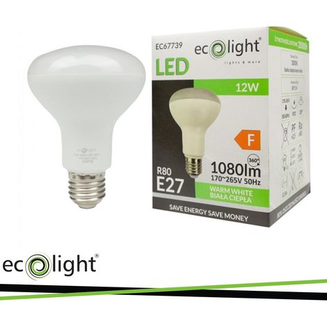 LAMPADINA R80 E27 12W 3000K 1080LM                                                                       - Luce CALDA