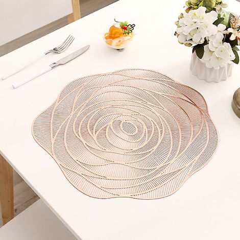 Set de table de style américain à imprimé rose, isolation thermique, léger et luxueux, doux et décoratif, pour les fêtes, taille : 38 cm, couleur or. (1/5)