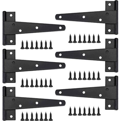 Charnière porte lourde 6pcs – Acier au carbone galvanisé – Conception en T pour 180° d'ouverture – Charge jusqu'à 60 kg – Installation facile (1/5)