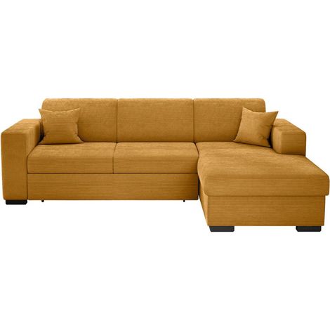 Canapé d'Angle Droit Convertible "Harlan" 262cm Jaune (1/5)