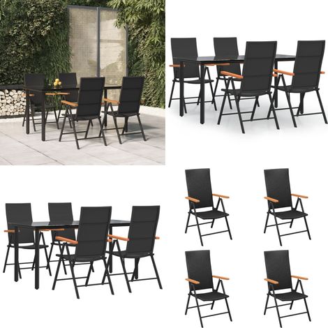 Ensemble à manger de jardin 5 pcs Noir et marron Résine tressée - Salle à manger de jardin - Chaises de jardin (1/5)
