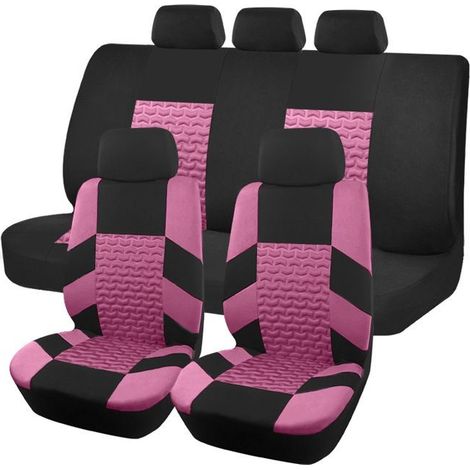 Housses de Siège Auto Complètes, Polyester Respirant,Avant et Banquette Arrière,Protection Universelle pour SUV/Berline,Rose (1/5)