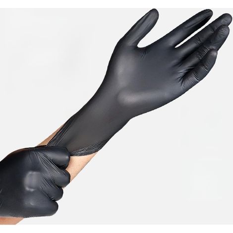 en Nitrile sans Latex, sans Poudre, Résistants à la Déchirure, Résistants à L'usure, de Protection Quotidiens, 100 Pièces, Noirs, Adaptés au Tatouage de Différentes Tailles (L) (1/5)