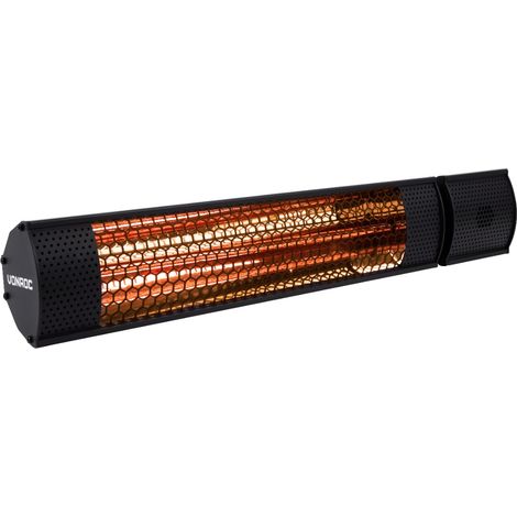 VONROC Calefactor Marsili - 2000W - 2 niveles de calor - Negro - Para pared, techo o soporte - Elemento de bajo brillo - Incluye mando a distancia (1/5)