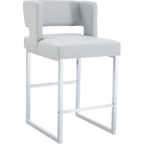 Set di 2 sgabelli da bar grigio chiaro con gambe metalliche argentate, 91,4 cm (1/5)