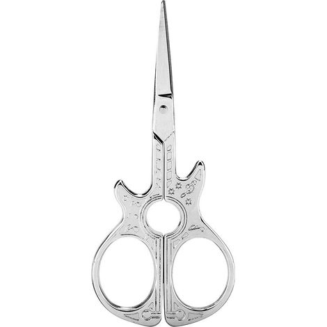 Vintage, handgefertigte, gitarrenförmige Schere, versilbert, zum Sticken, Nähen und als Dekoration für den Schminktisch. (1/5)