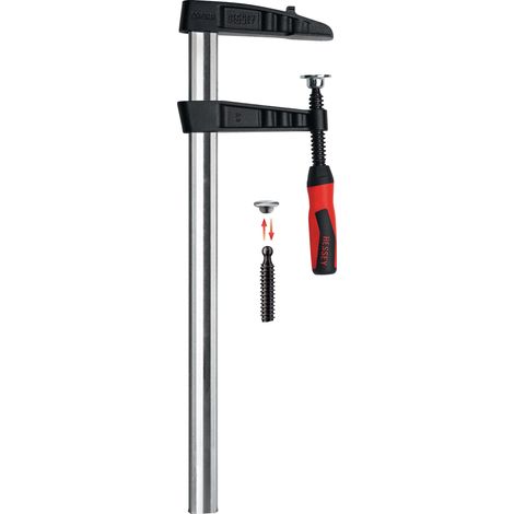 Pinza a vite in ottone temperato TGK-2K, apertura regolabile 800 mm, lunghezza totale 120 mm, manico 2K, 35x11 mm