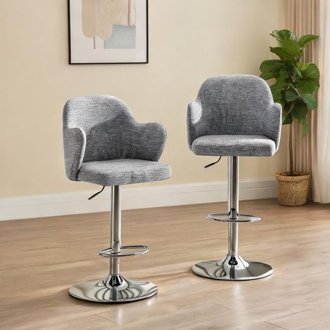 Tabourets de bar réglables avec accoudoirs et tissu gris en tissu (1/5)