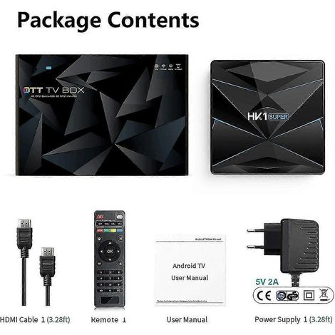 Boîtier TV intelligent HK1 SUPER Android 9.0 2 Go/16 Go RK3318 + Bluetooth + Wi-Fi double fréquence (1/5)