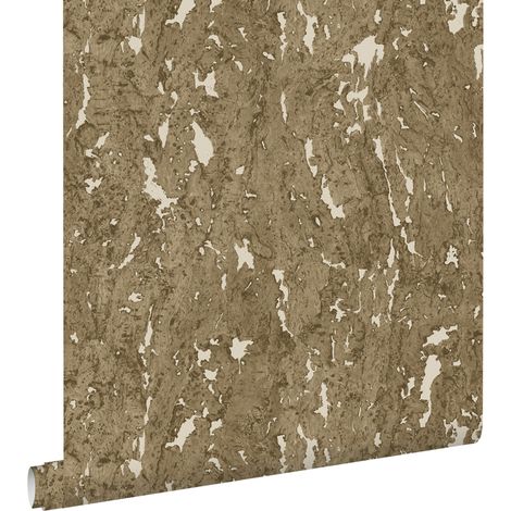 papier peint liège marron et blanc cassé - ESTAhome (1/5)