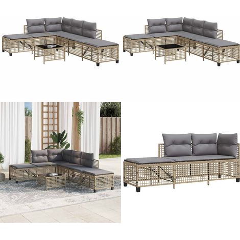 Salon de jardin d'angle avec coussins 3pcs mélange beige rotin - Ensemble Salon De Jardin - Canapé Jardin - Fauteuil Jardin - Chaises Longues - Mobilier Extérieur - Home & Living (1/5)