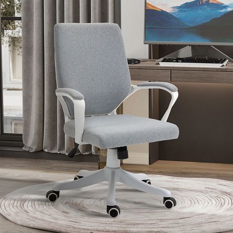 Silla de Oficina Giratoria Silla de Escritorio Basculante con Reposabrazos y Altura Ajustable para Dormitorio Salón Carga 120 kg 62x69x92-100 cm Verde Gris (1/5)