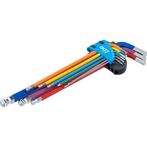 9 cles males bgs couleur 6 pans btr, allen, chc tete spherique de 1.5 a 10 mm (1/3)