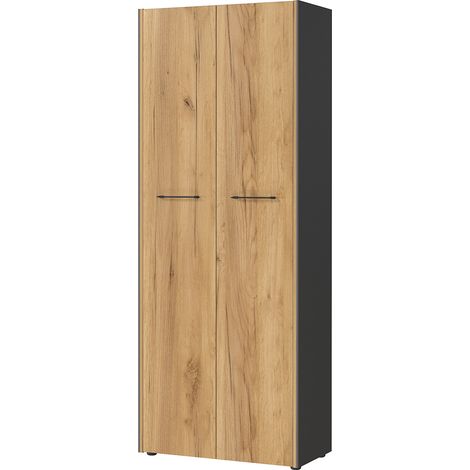 Armoire de bureau contemporaine H 196 cm chêne/graphite Isaya (1/5)